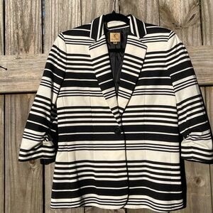 Kasper Women's Striped Blazer in Black and Cream